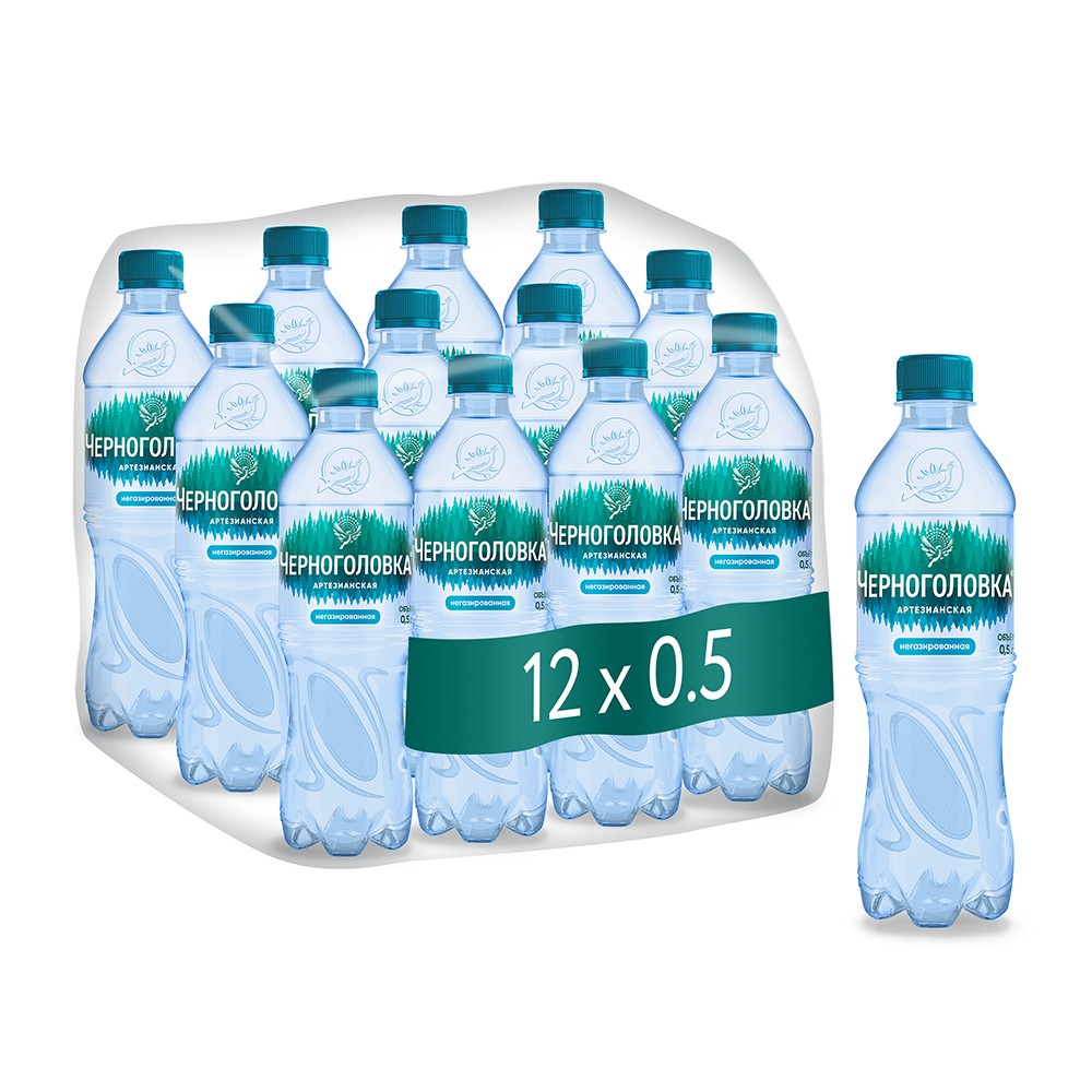 Вода питьевая артезианская ЧЕРНОГОЛОВКА 0,5 л, без газа, ПЭТ